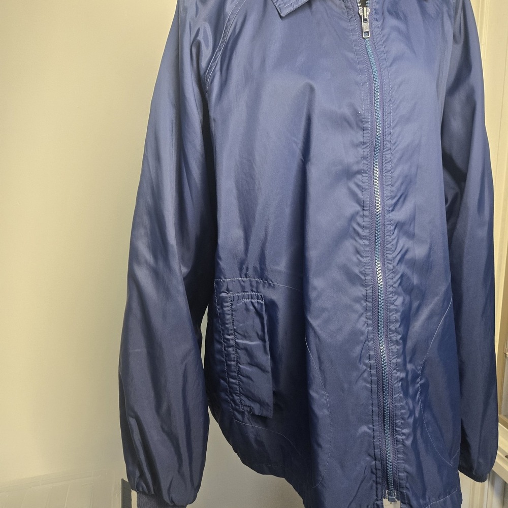 Vintage Dunlop Windbreaker Jacket Men's Size L‎ Navy Blue Short Sleeve Zip Up... - Picture 3 of 16